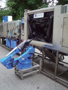 Precision robotics for wet blast system